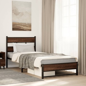 vidaXL, vidaXL Metallbett ohne Matratze Eichen-Optik 90x190 cm, vidaXL Metallbett ohne Matratze Eichen-Optik 90x190 cm