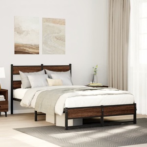 vidaXL, vidaXL Metallbett ohne Matratze Eichen-Optik 120x190 cm, vidaXL Metallbett ohne Matratze Eichen-Optik 120x190 cm
