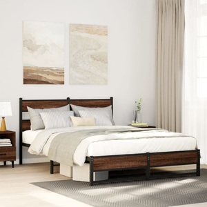 vidaXL, vidaXL Metallbett ohne Matratze Braun Eichen-Optik 150x200 cm