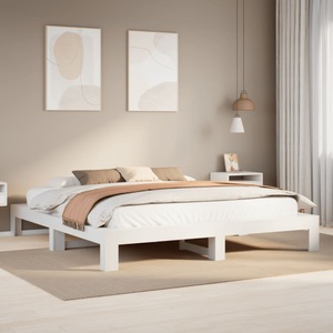 vidaXL, vidaXL Massivholzbett ohne Matratze Weiß 200x200 cm Kiefernholz