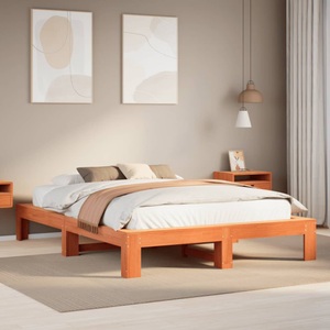 vidaXL, vidaXL Massivholzbett ohne Matratze Wachsbraun 160x200 Kiefernholz