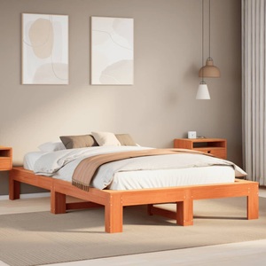vidaXL, vidaXL Massivholzbett ohne Matratze Wachsbraun 120x200 cm Kiefernholz