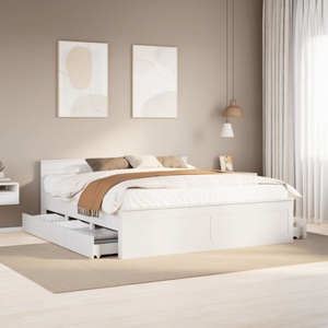 vidaXL, vidaXL Massivholzbett ohne Matratze mit Kopfteil Weiß 180x200 cm