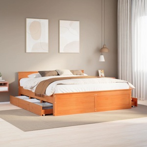 vidaXL, vidaXL Massivholzbett ohne Matratze mit Kopfteil Braun 180x200 cm