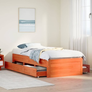 vidaXL, vidaXL Massivholzbett ohne Matratze mit Schubladen Braun 90x200 cm