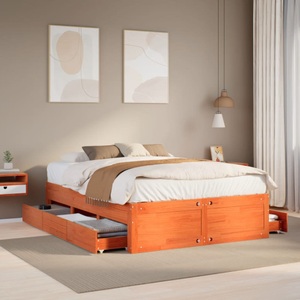 vidaXL, vidaXL Massivholzbett ohne Matratze mit Schubladen Braun 140x190 cm