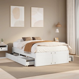 vidaXL, vidaXL Massivholzbett ohne Matratze mit Schubladen Weiß 120x190 cm