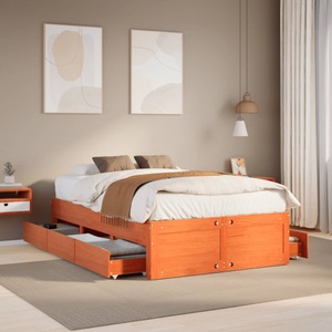 vidaXL, vidaXL Massivholzbett ohne Matratze mit Schubladen Braun 120x190 cm