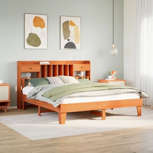 vidaXL, vidaXL Massivholzbett ohne Matratze Wachsbraun 180x200 Kiefernholz