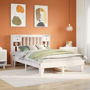 vidaXL, vidaXL Massivholzbett ohne Matratze Weiß 150x200 cm Kiefernholz