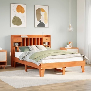 vidaXL, vidaXL Massivholzbett ohne Matratze Wachsbraun 150x200 cm Kiefernholz