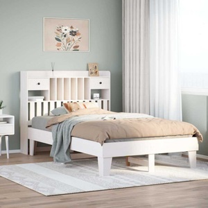 vidaXL, vidaXL Massivholzbett ohne Matratze Weiß 135x190 cm Kiefernholz