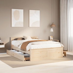 vidaXL, vidaXL Massivholzbett ohne Matratze mit Kopfteil 150x200 cm Kiefer