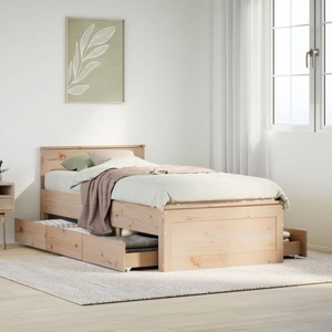 vidaXL, vidaXL Massivholzbett ohne Matratze mit Kopfteil 100x200cm Kiefernholz