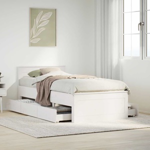 vidaXL, vidaXL Massivholzbett ohne Matratze mit Kopfteil Weiß 90x190 cm