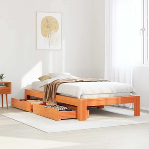 vidaXL, vidaXL Massivholzbett ohne Matratze Wachsbraun 100x200 Kiefernholz, vidaXL Massivholzbett ohne Matratze Wachsbraun 100x200 Kiefernholz