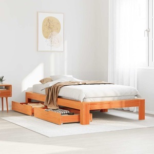vidaXL, vidaXL Massivholzbett ohne Matratze Wachsbraun 90x200 Kiefernholz