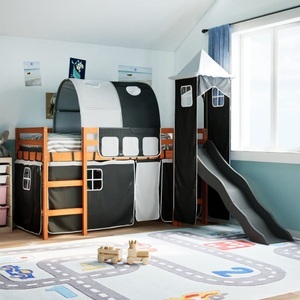 vidaXL, vidaXL Kinderhochbett mit Turm Weiß & Schwarz 80x200 cm Kiefernholz, vidaXL Kinderhochbett mit Turm Weiß & Schwarz 80x200 cm Kiefernholz