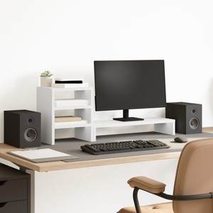 vidaXL, vidaXL Monitorständer mit Schreibtisch-Organizer Weiß Holzwerkstoff
