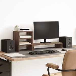 vidaXL, vidaXL Monitorständer mit Schreibtisch-Organizer Braun Eichen-Optik