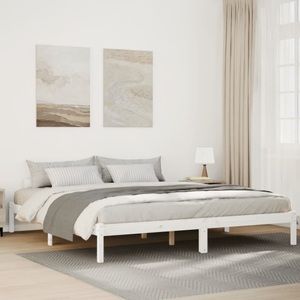 vidaXL, vidaXL Massivholzbett Extra Lang ohne Matratze Weiß 180x220 Kieferholz
