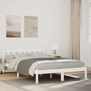 vidaXL, vidaXL Massivholzbett Extra Lang ohne Matratze Weiß 140x210 Kieferholz