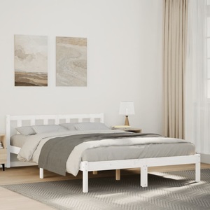 vidaXL, vidaXL Massivholzbett Extra Lang ohne Matratze Weiß 160x210 Kieferholz