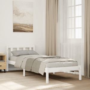 vidaXL, vidaXL Massivholzbett Extra Lang ohne Matratze Weiß 90x220 Kiefernholz