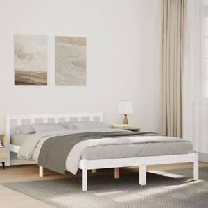 vidaXL, vidaXL Massivholzbett Extra Lang ohne Matratze Weiß 160x220 Kieferholz