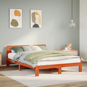 vidaXL, vidaXL Massivholzbett ohne Matratze Wachsbraun 120x200 cm Kiefernholz