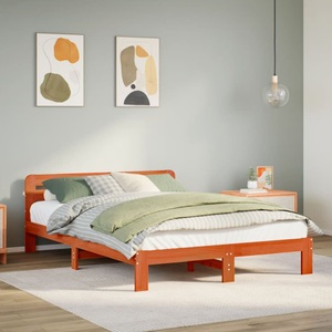 vidaXL, vidaXL Massivholzbett ohne Matratze Wachsbraun 140x200 cm Kiefernholz