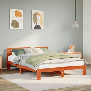 vidaXL, vidaXL Massivholzbett ohne Matratze Wachsbraun 160x200 Kiefernholz