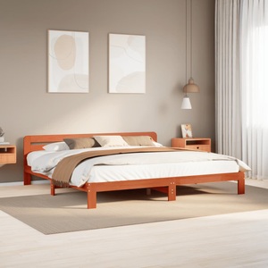 vidaXL, vidaXL Massivholzbett ohne Matratze Wachsbraun 200x200 Kiefernholz