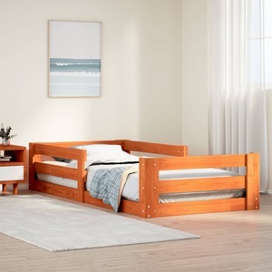 vidaXL, vidaXL Massivholzbett ohne Matratze Wachsbraun 100x200 Kiefernholz, vidaXL Massivholzbett ohne Matratze Wachsbraun 100x200 Kiefernholz
