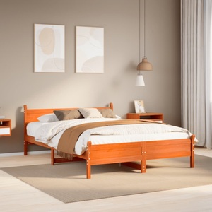 vidaXL, vidaXL Massivholzbett ohne Matratze Wachsbraun 160x200 Kiefernholz, vidaXL Massivholzbett ohne Matratze Wachsbraun 160x200 Kiefernholz