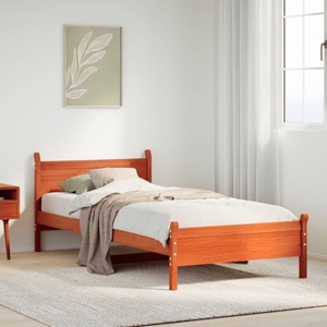 vidaXL, vidaXL Massivholzbett ohne Matratze Wachsbraun 100x200 Kiefernholz, vidaXL Massivholzbett ohne Matratze Wachsbraun 100x200 Kiefernholz