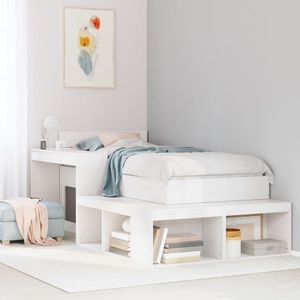 vidaXL, vidaXL Nachttisch mit Schreibtisch Weiß 222x122x75 cm Massivholz