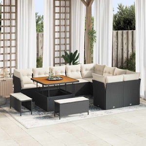 vidaXL, VidaXL - Garten-sofa poly-rattan, One Size, Schwarz