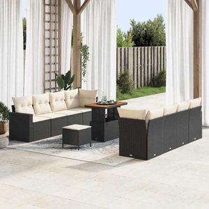 vidaXL, VidaXL - Garten-sofa poly-rattan, One Size, Schwarz