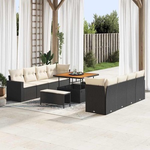 vidaXL, VidaXL - Garten-sofa poly-rattan, One Size, Schwarz