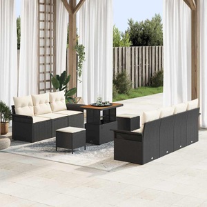 vidaXL, VidaXL - Gartensofa-set poly-rattan, One Size, Schwarz