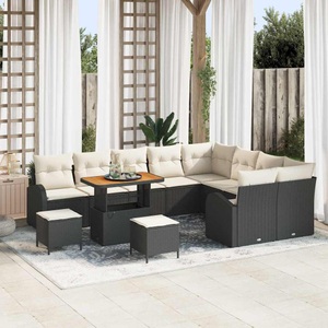 vidaXL, VidaXL - Garten-sofa poly-rattan, One Size, Schwarz