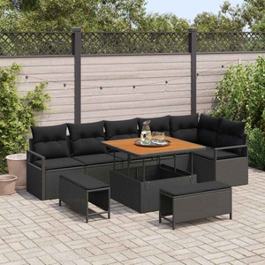 vidaXL, VidaXL - Garten-sofa-set poly-rattan, One Size, Schwarz