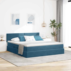 vidaXL, vidaXL Aufbewahrungsbett mit Matratze Dunkelblau 160 x 200 cm Samt