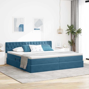 vidaXL, vidaXL Aufbewahrungsbett mit Matratze Dunkelblau 200 x 200 cm Samt