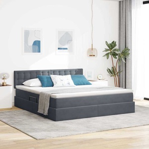 vidaXL, vidaXL Aufbewahrungsbett mit Matratze Dunkelgrau 180 x 200 cm Samt