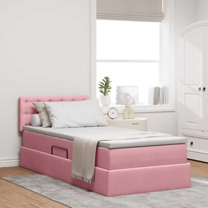 vidaXL, vidaXL Aufbewahrungsbett mit Matratze Rosa 90 x 200 cm Samt