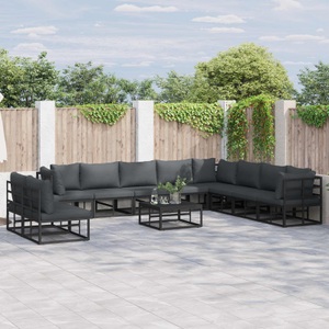 vidaXL, VidaXL - Garten-sofa aluminium, One Size, Schwarz