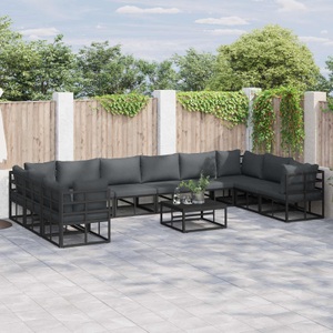 vidaXL, VidaXL - Garten-sofa aluminium, One Size, Schwarz