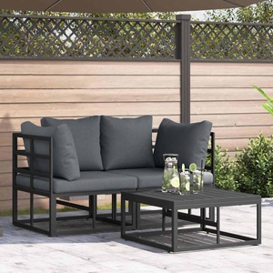 vidaXL, VidaXL - Garten-sofa metall, One Size, Schwarz